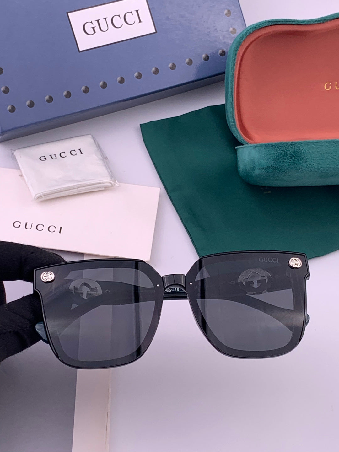 Gucci G1620 Square Gold Lens Sunglasses for Men & Women - 398273