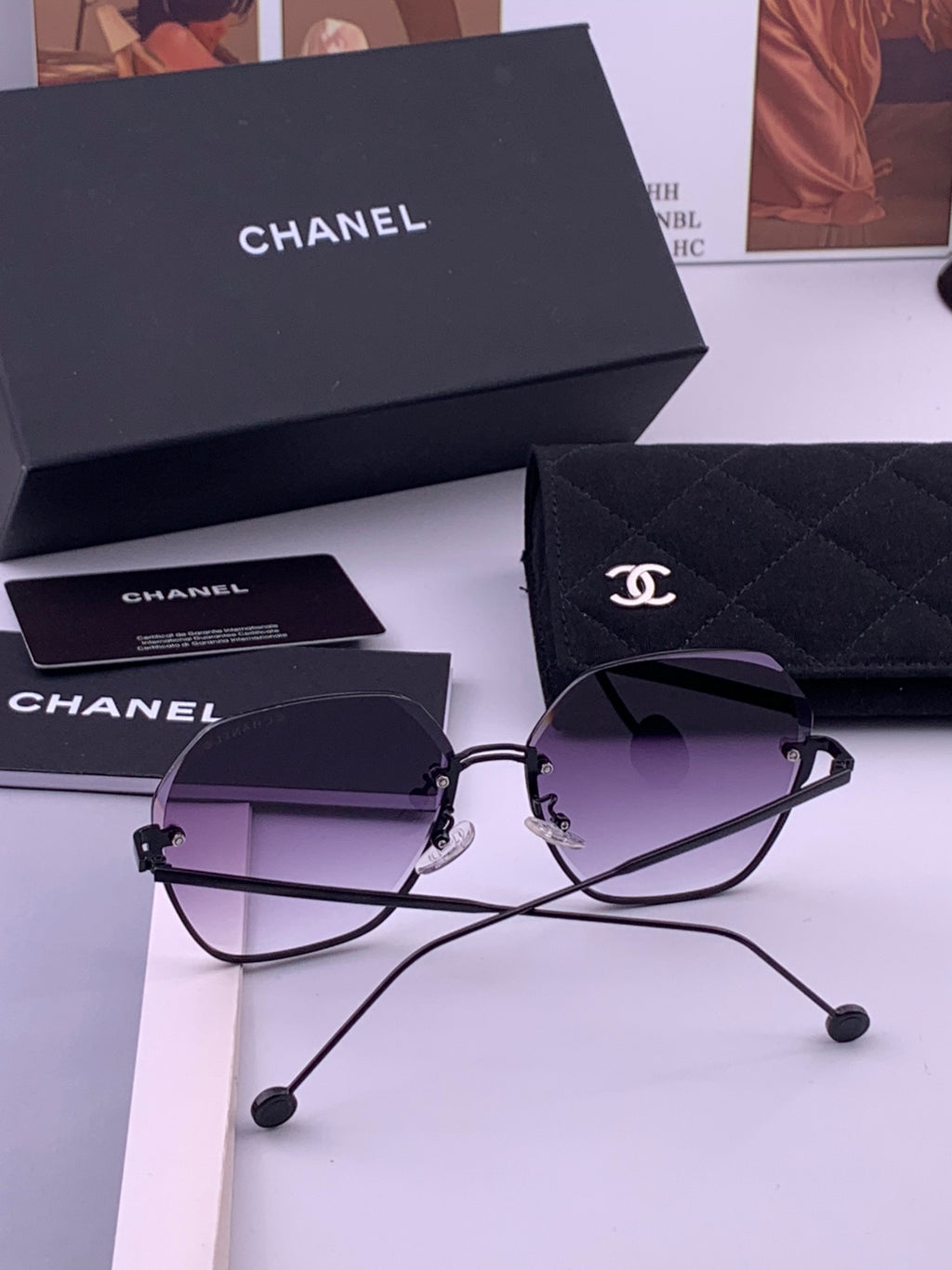 Chanel CH33711 Lightweight Rimless Gold Lens Sunglasses for Women - 398639 - detail image 6