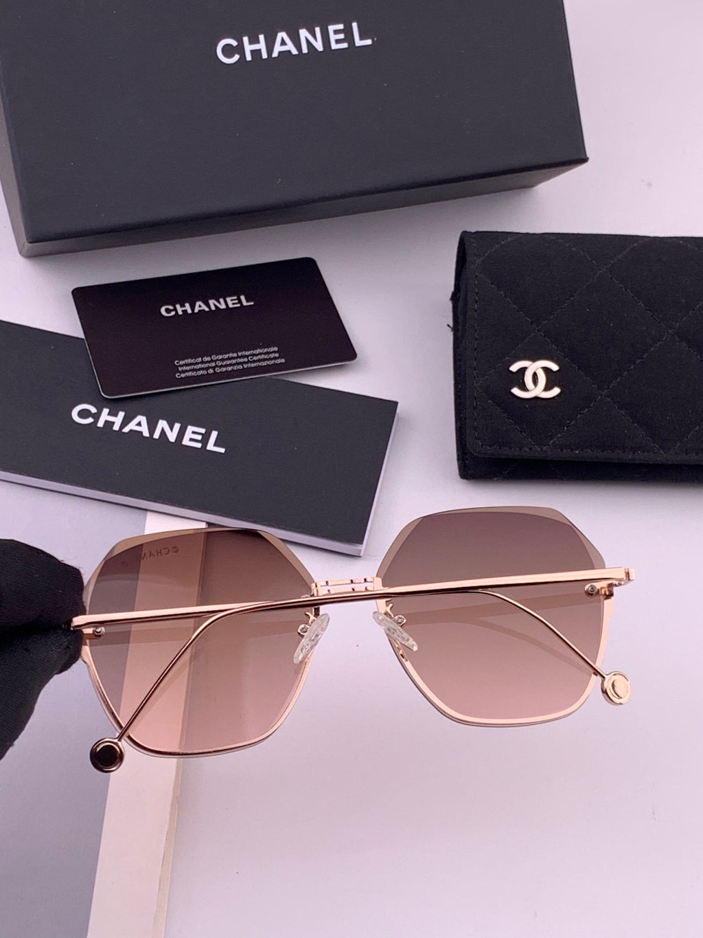 Chanel CH33711 Lightweight Rimless Gold Lens Sunglasses for Women - 398640 - detail image 6