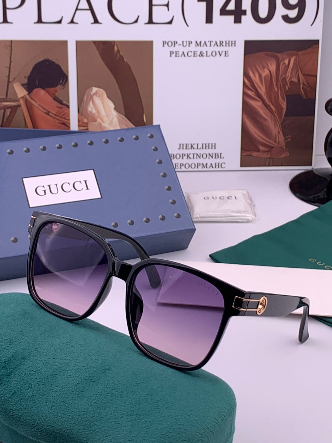 Gucci G1106 Metal Square Brown Lens Sunglasses for Men & Women - 398276 - detail image 2