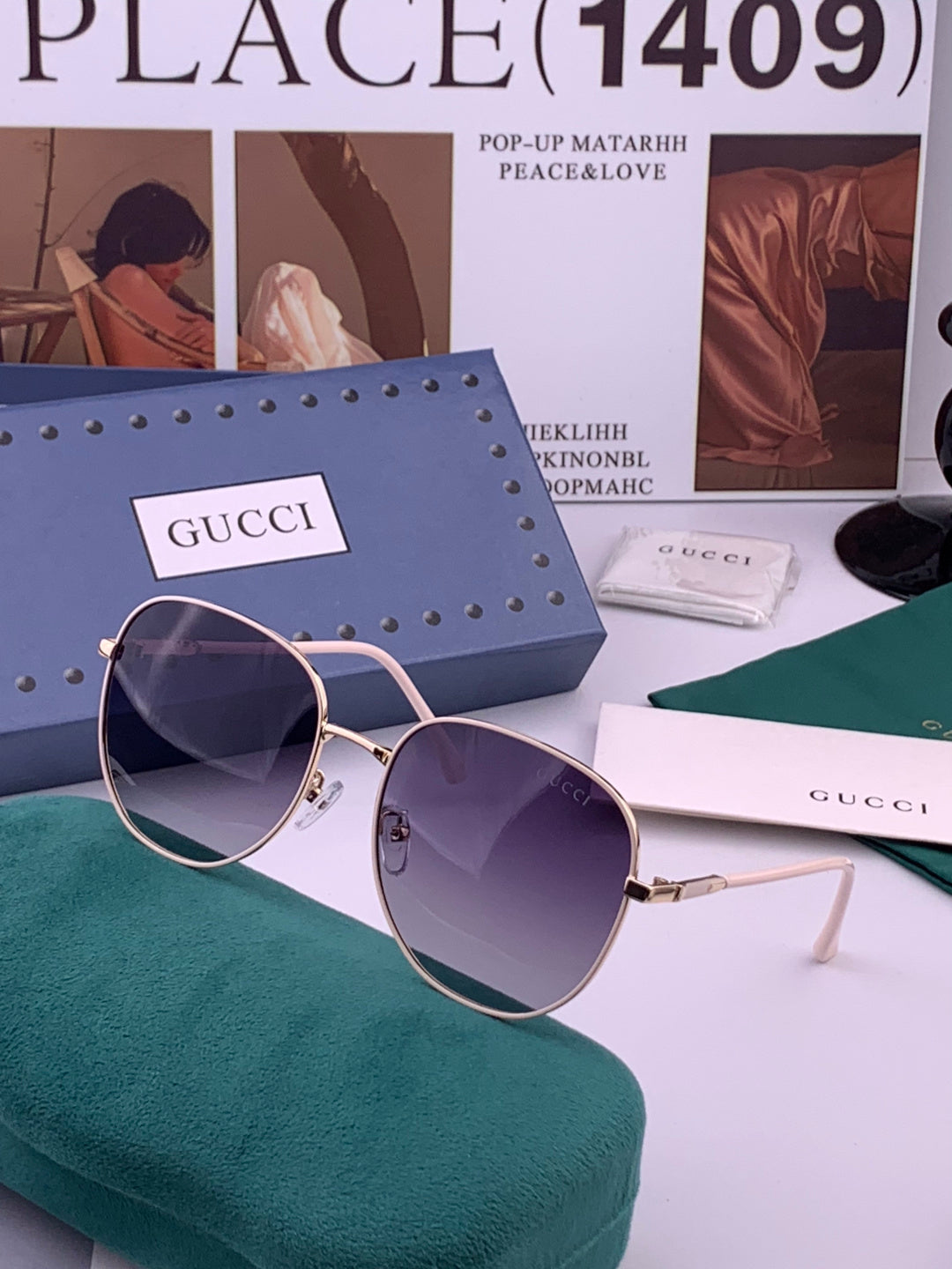 Gucci G5822 Polarized Oversized Gold Lens Sunglasses for Men & Women - 398260 - detail image 2