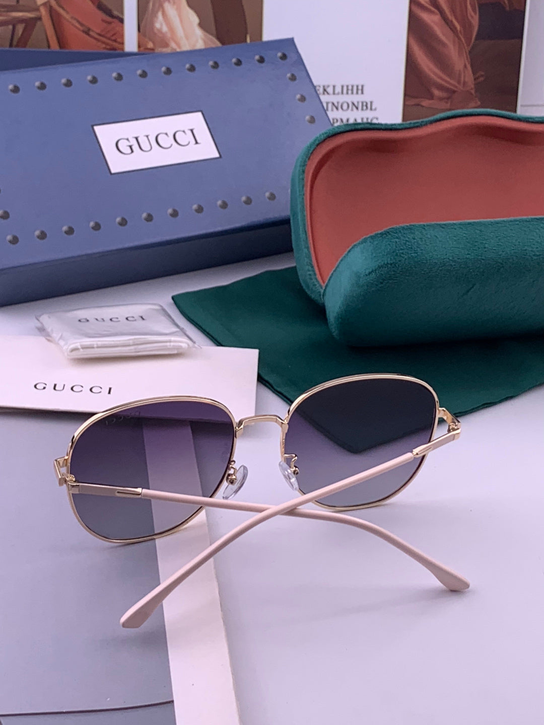 Gucci G5822 Polarized Oversized Gold Lens Sunglasses for Men & Women - 398260 - detail image 6