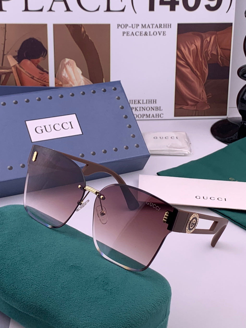 Gucci G3101 Square Brown Lens Sunglasses for Men & Women - 398266 - detail image 2
