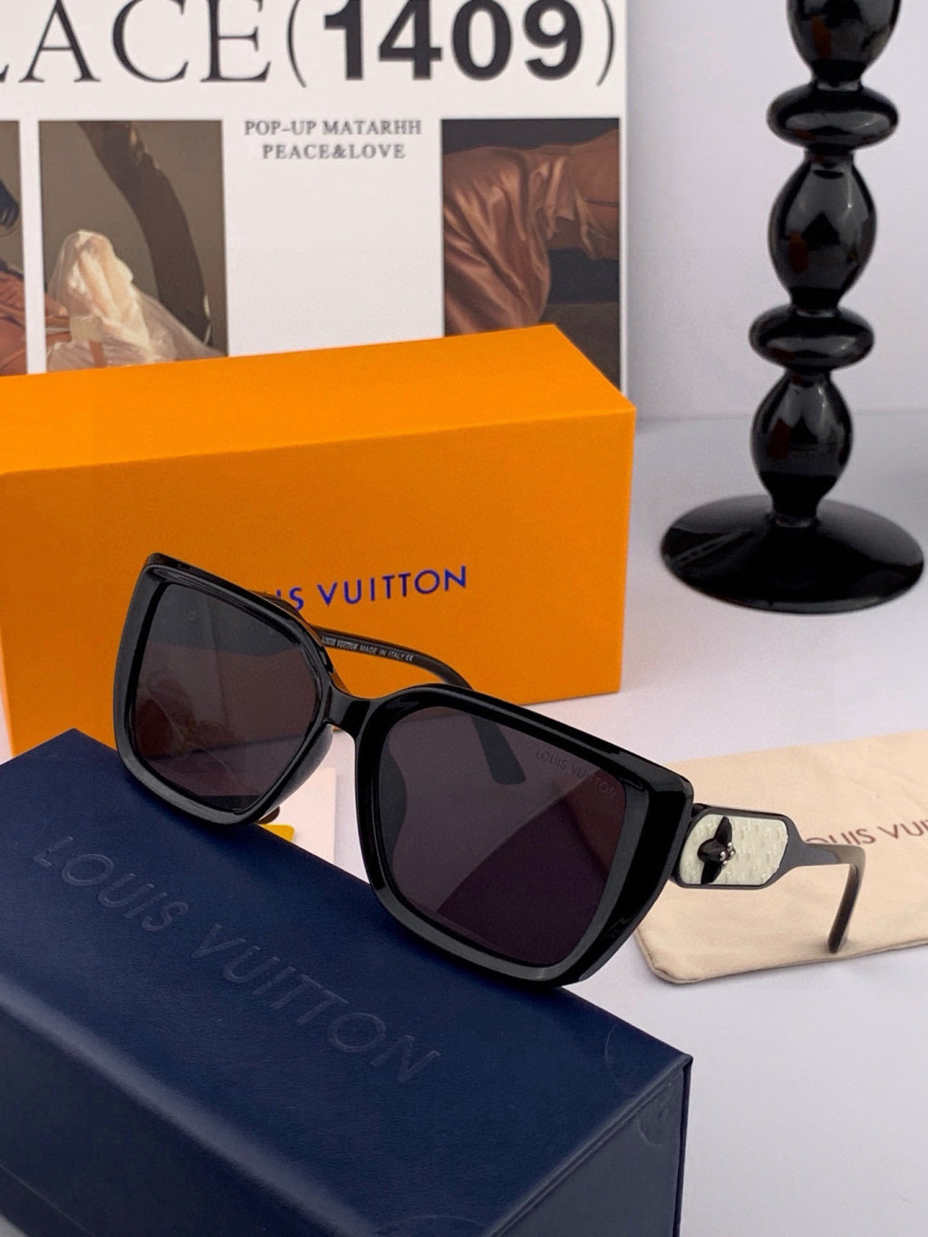 Louis Vuitton L6221 Square Black Lens Sunglasses for Men & Women - 398185 - detail image 4