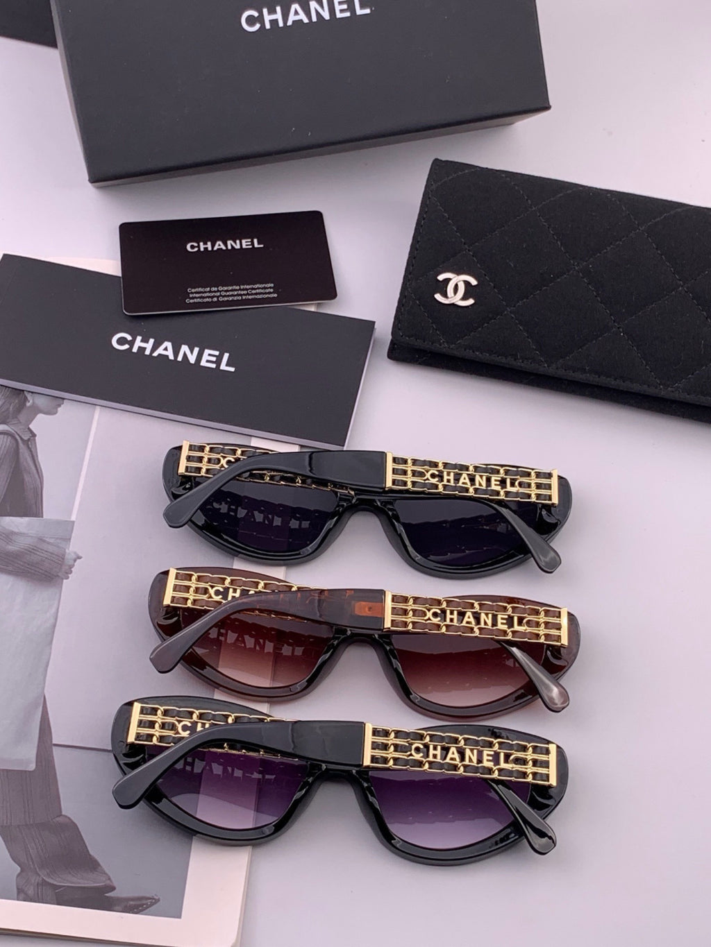 Chanel CH300 Polarized Square Gold Lens Sunglasses for Men & Women - 398632 - detail image 6