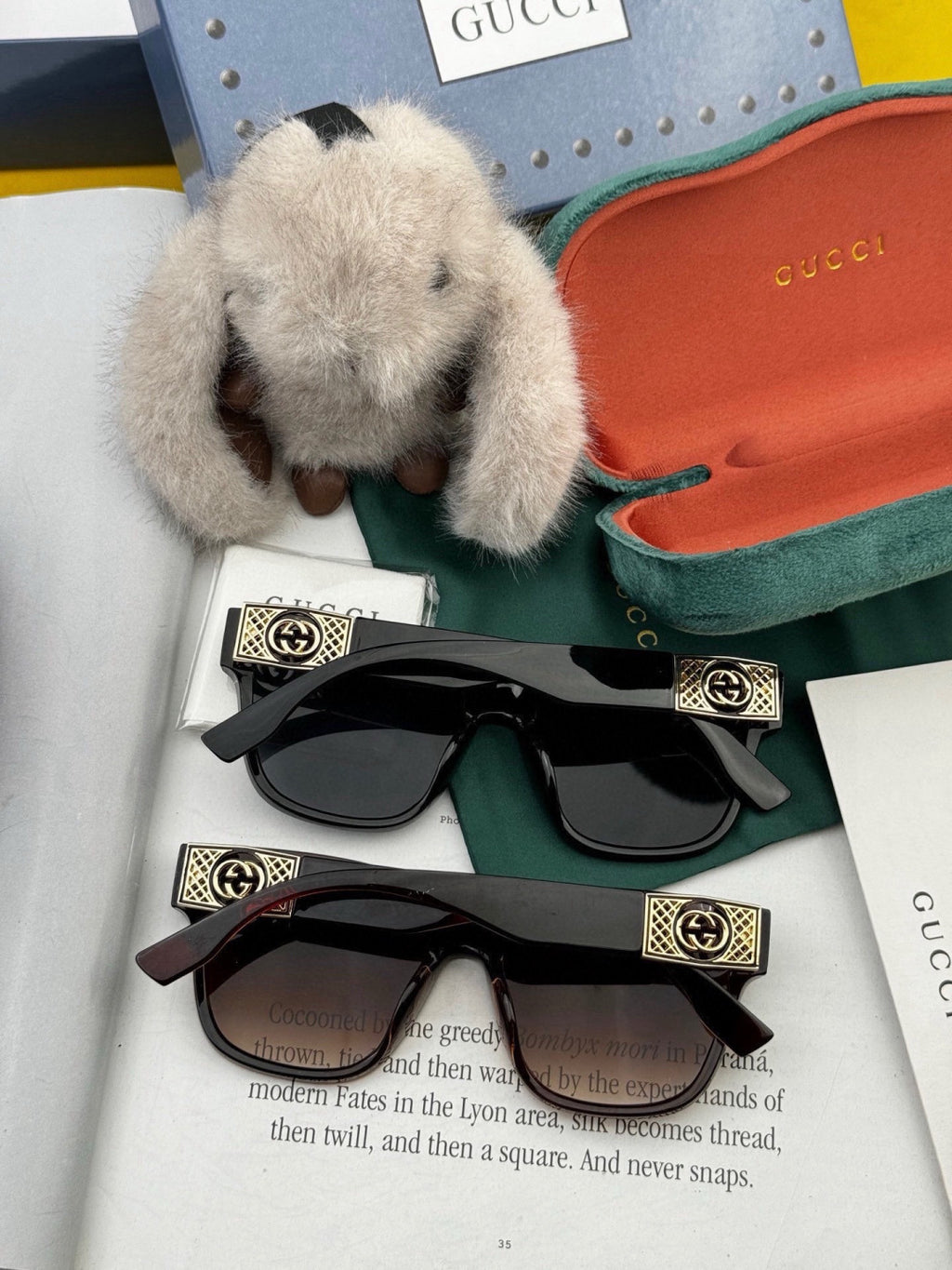 Gucci G35804 Square Gold Lens Sunglasses for Men & Women - 398254 - detail image 6