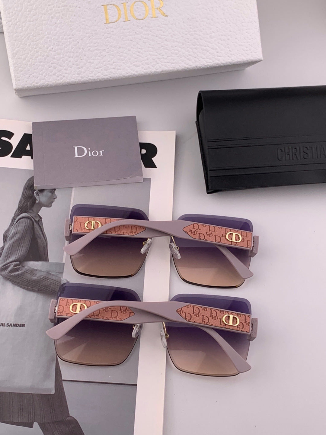 Dior D3235 Square Red Lens Sunglasses for Men & Women - detail image 5