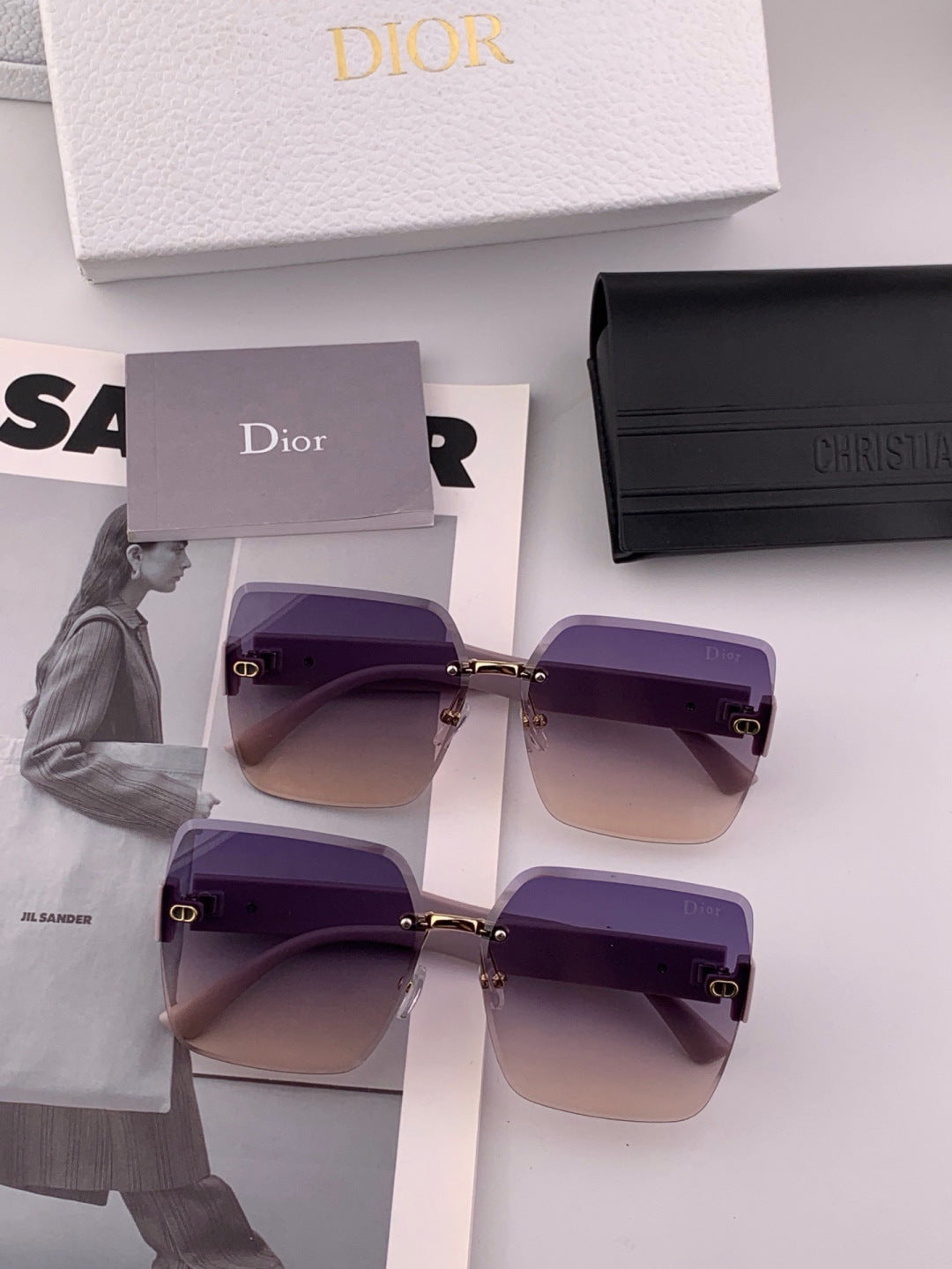 Dior D3235 Square Red Lens Sunglasses for Men & Women - detail image 6