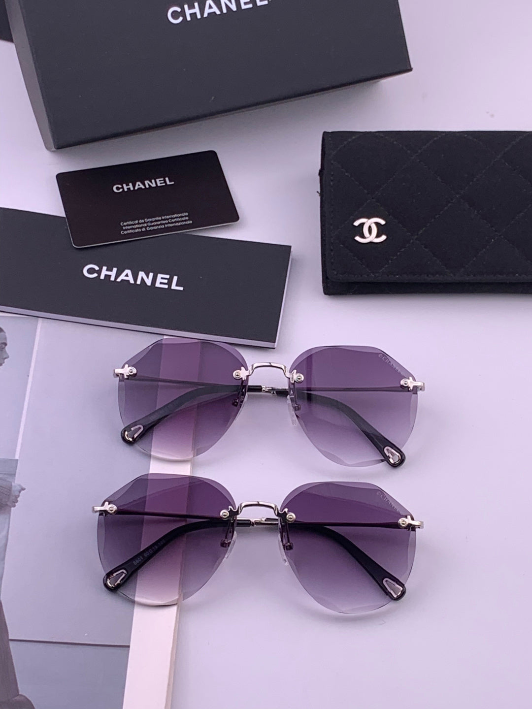 Chanel CH322 Lightweight Rimless Gold Lens Sunglasses for Women - 398543 - detail image 7