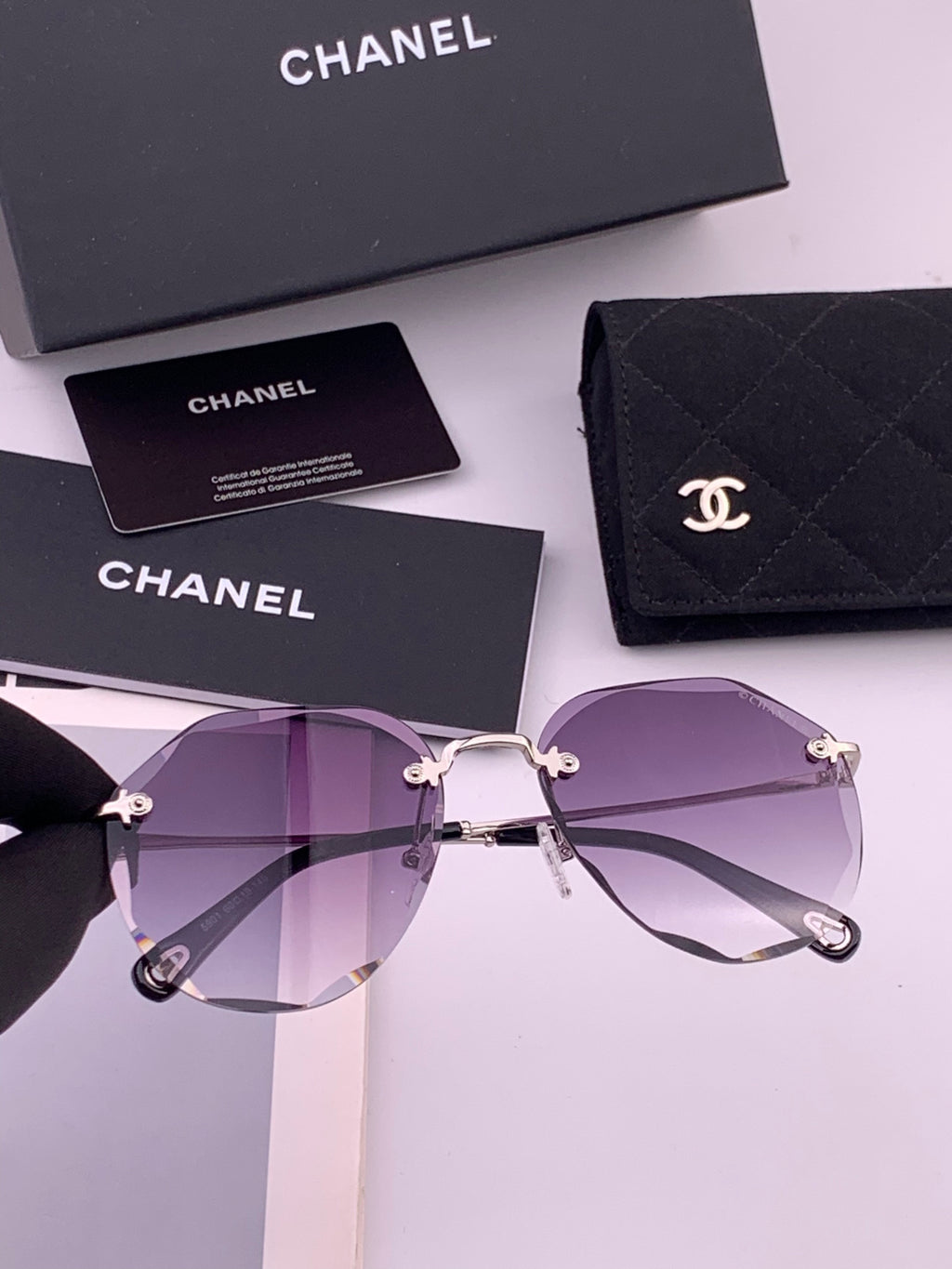 Chanel CH322 Lightweight Rimless Gold Lens Sunglasses for Women - 398543