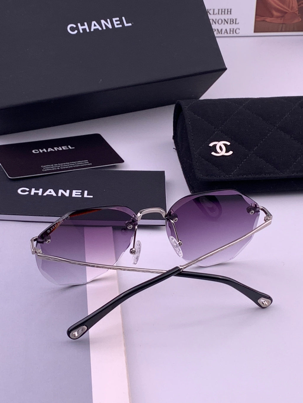 Chanel CH322 Lightweight Rimless Gold Lens Sunglasses for Women - 398543 - detail image 5