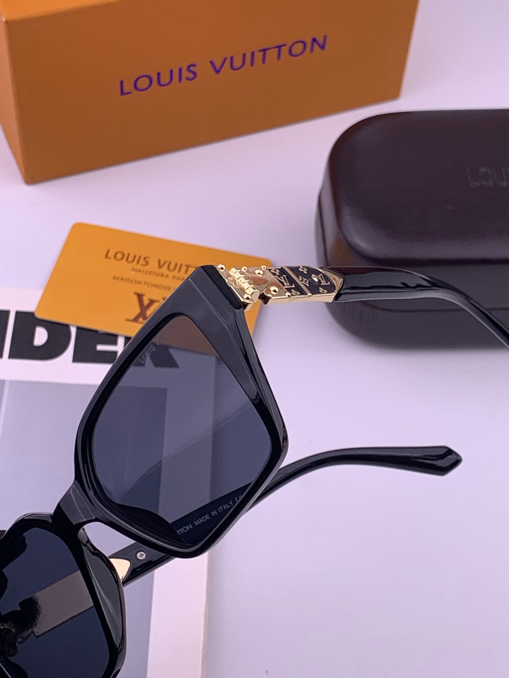 Louis Vuitton L36900 Square Black Lens Sunglasses for Men & Women - 398134 - detail image 3