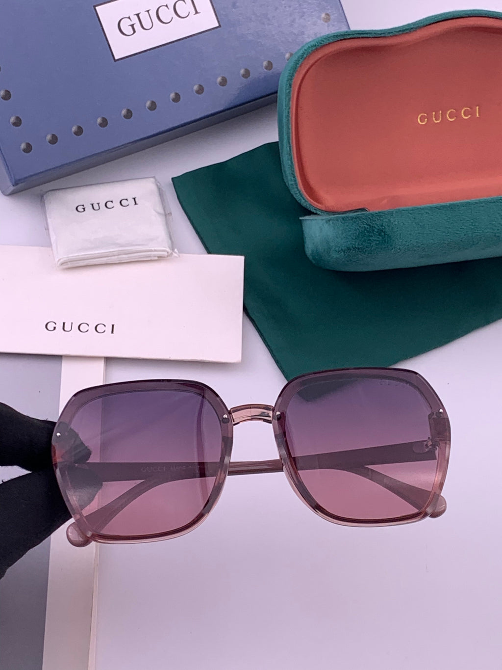 Gucci G313 Square Gold Lens Sunglasses for Men & Women - 398348