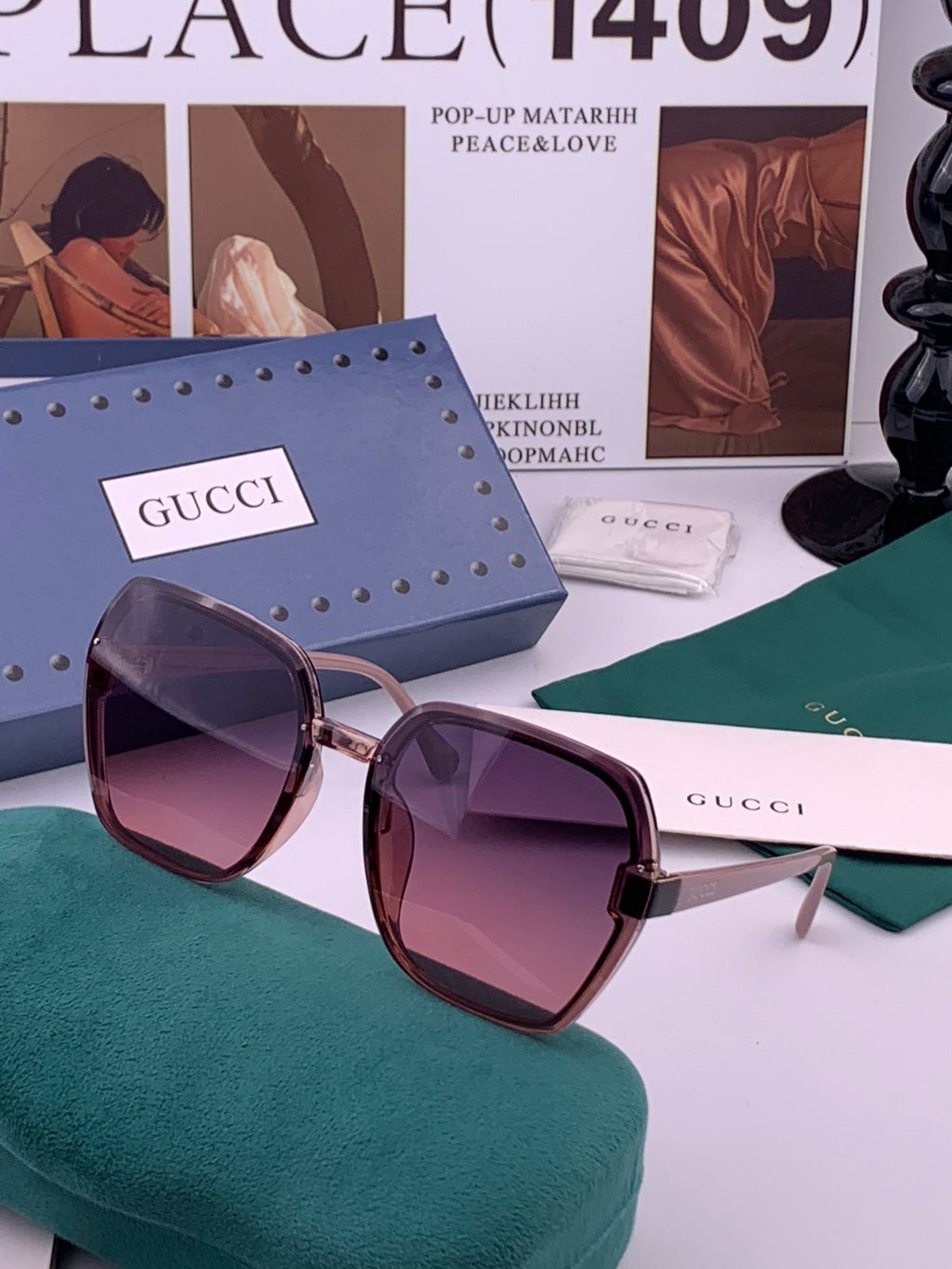 Gucci G313 Square Gold Lens Sunglasses for Men & Women - 398348 - detail image 2