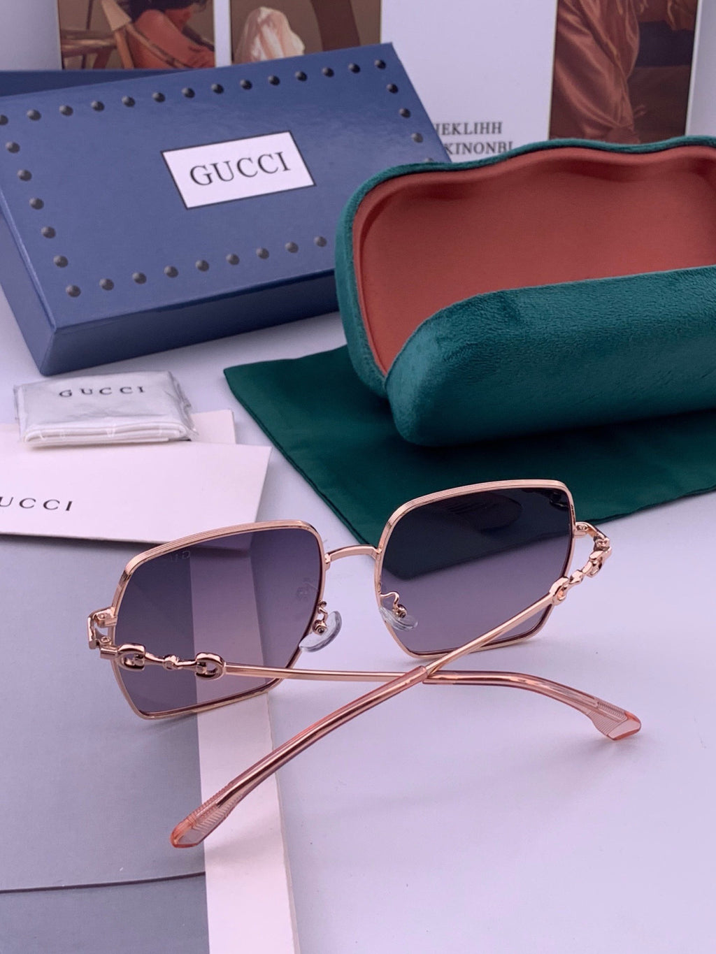 Gucci G5225 Square Brown Lens Sunglasses for Men & Women - 398352 - detail image 7