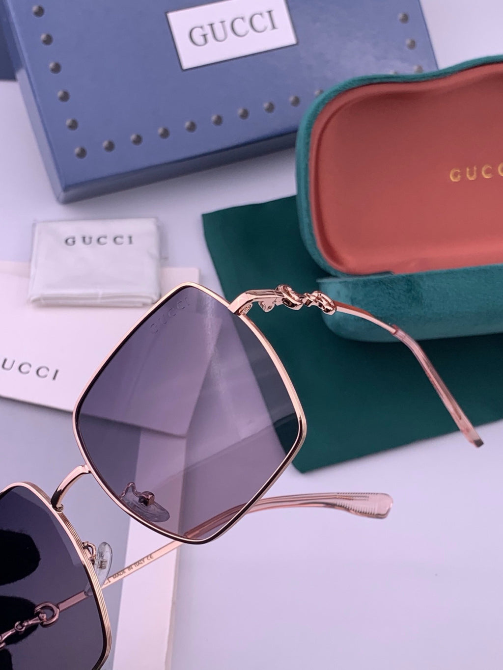 Gucci G5225 Square Brown Lens Sunglasses for Men & Women - 398352 - detail image 3