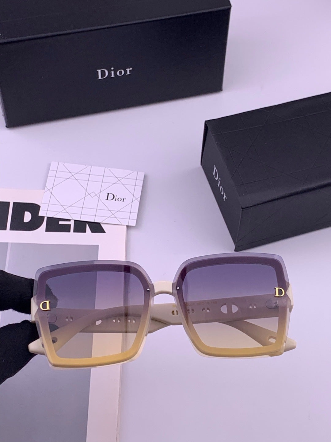 Dior CD2590 Polarized Square Red Lens Sunglasses for Women - 398755 - detail image 5
