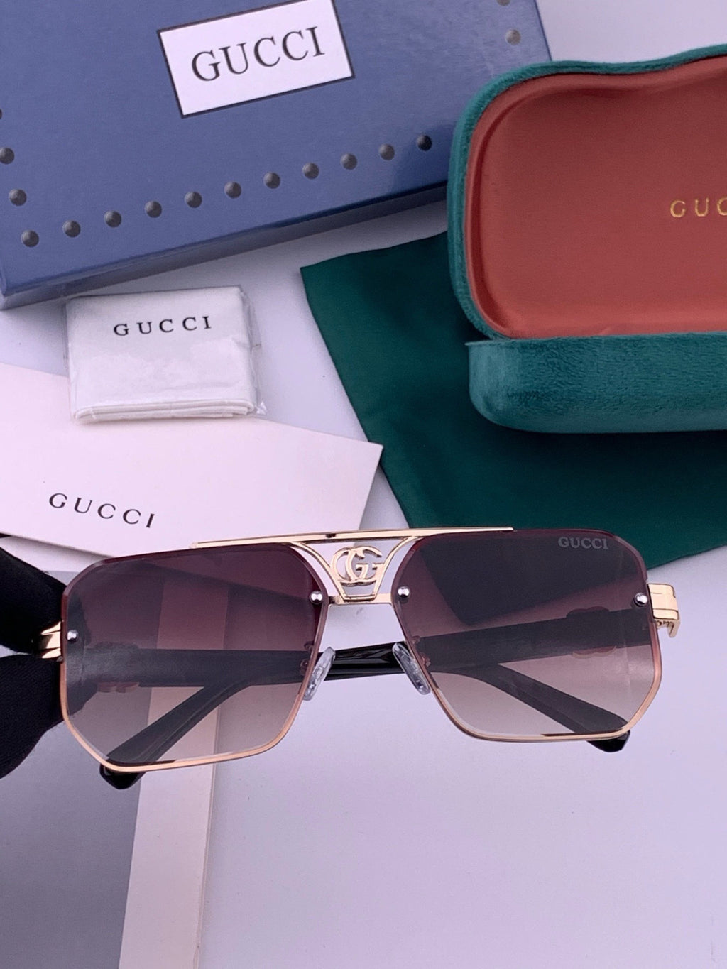 Gucci G21746 Aviator Black Lens Sunglasses for Men & Women - 398329 - detail image 5