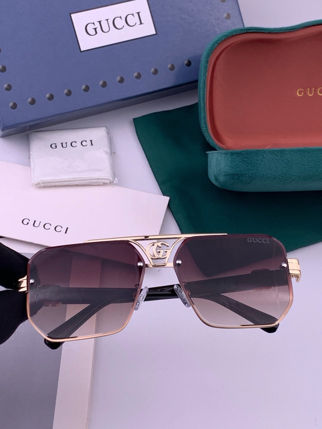 Gucci G21746 Aviator Black Lens Sunglasses for Men & Women - 398329 - detail image 5