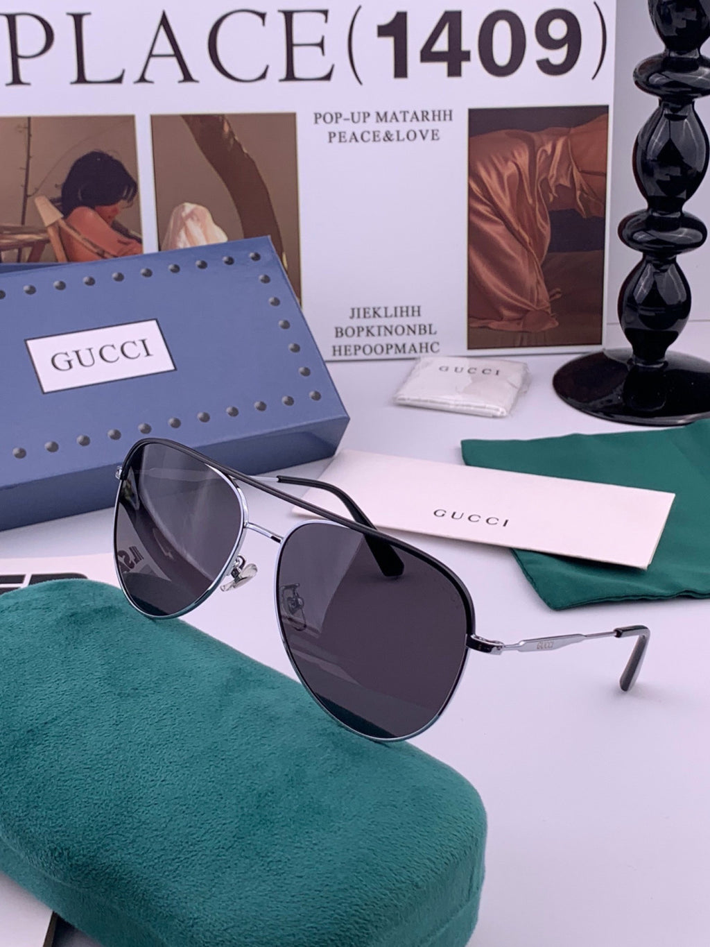 Gucci G3863 Polarized Aviator Black Lens Sunglasses for Men & Women - 398339 - detail image 5