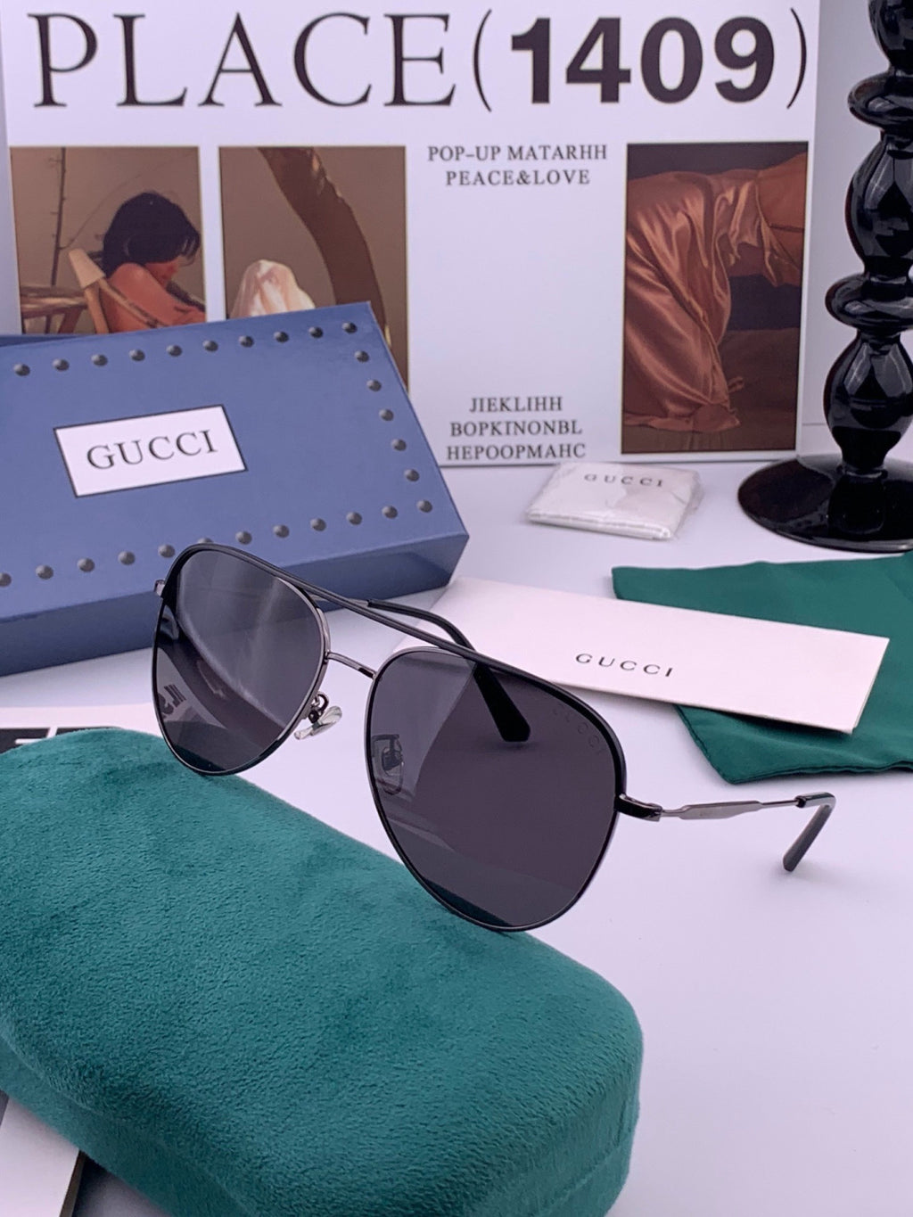 Gucci G3863 Polarized Aviator Black Lens Sunglasses for Men & Women - 398339 - detail image 4