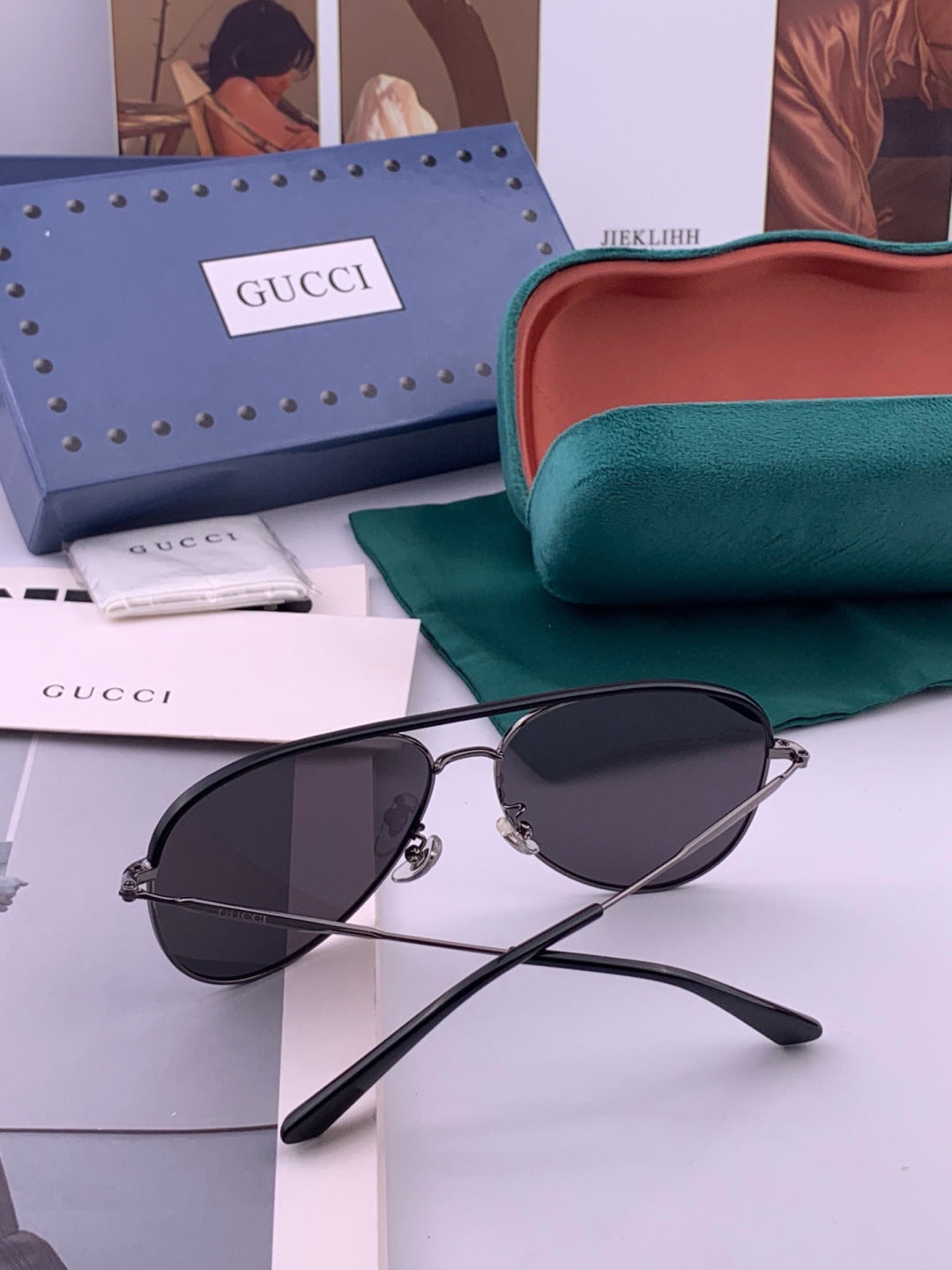 Gucci G3863 Polarized Aviator Black Lens Sunglasses for Men & Women - 398339 - detail image 7