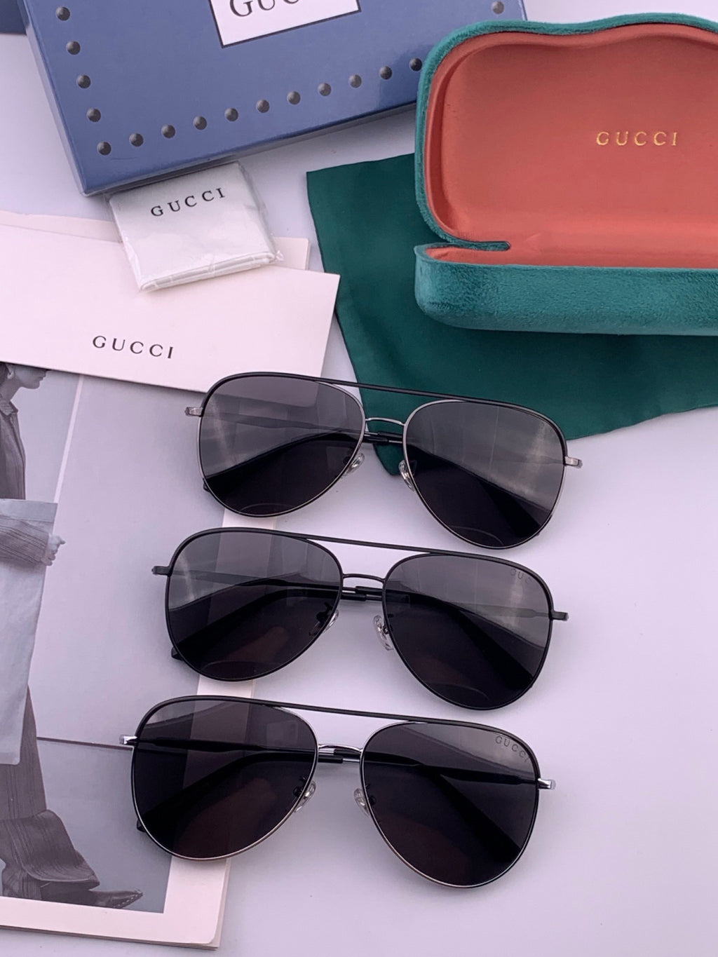 Gucci G3863 Polarized Aviator Black Lens Sunglasses for Men & Women - 398339 - detail image 8