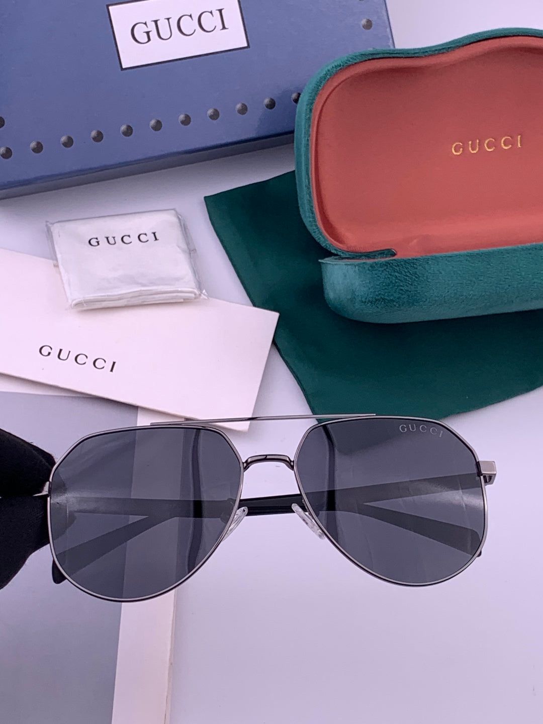 Gucci G5381 Polarized Aviator Gold Lens Sunglasses for Men & Women - 398343
