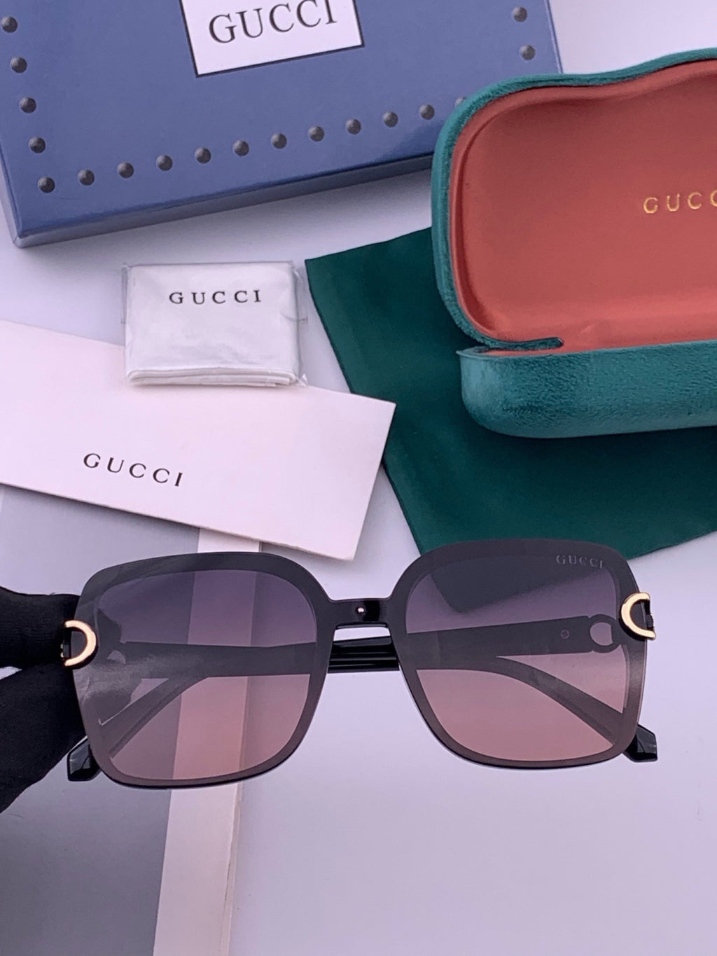 Gucci G9223 Polarized Square Brown Lens Sunglasses for Men & Women - 398327