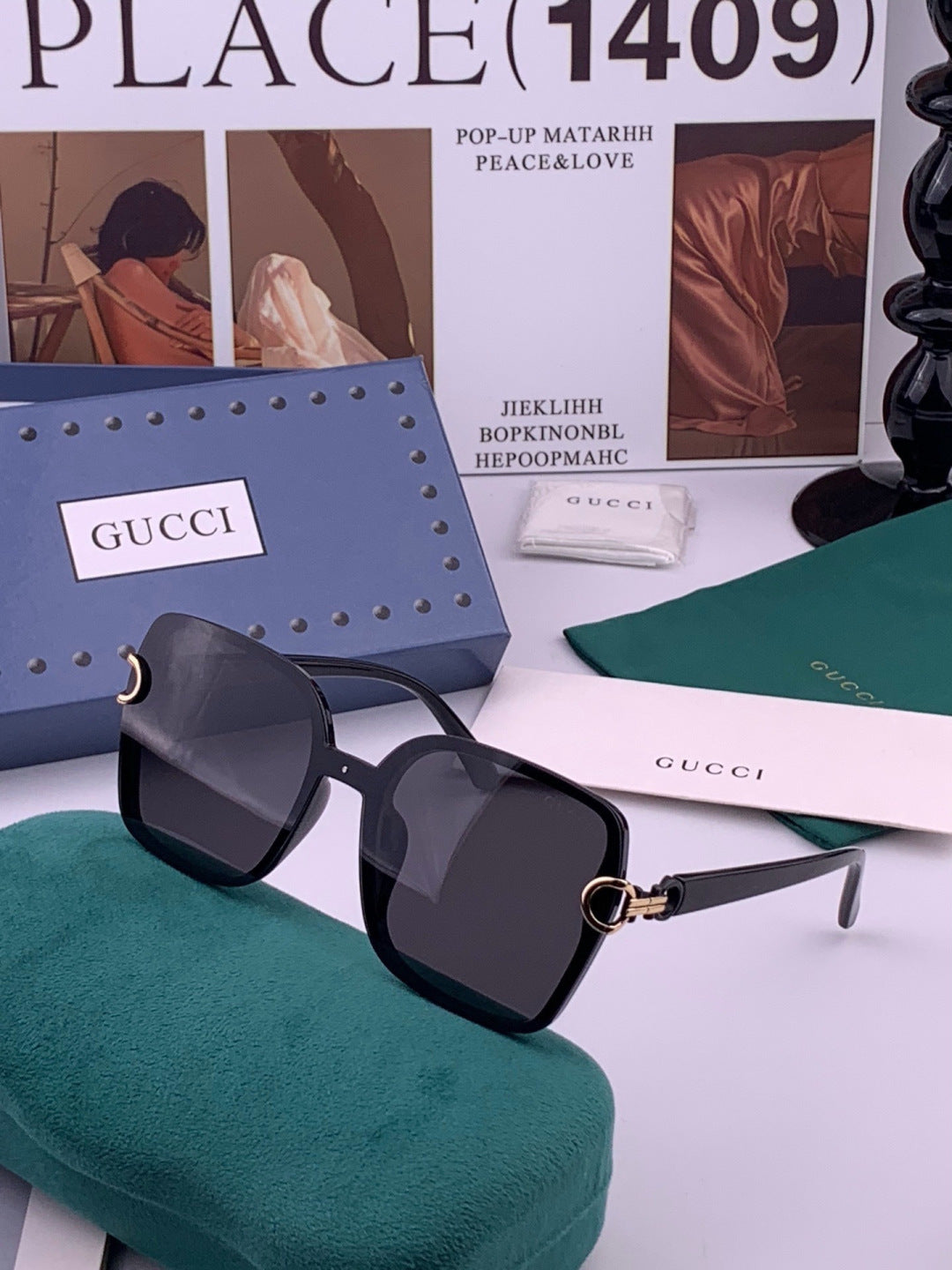 Gucci G9223 Polarized Square Black Lens Sunglasses for Men & Women - 398328 - detail image 4