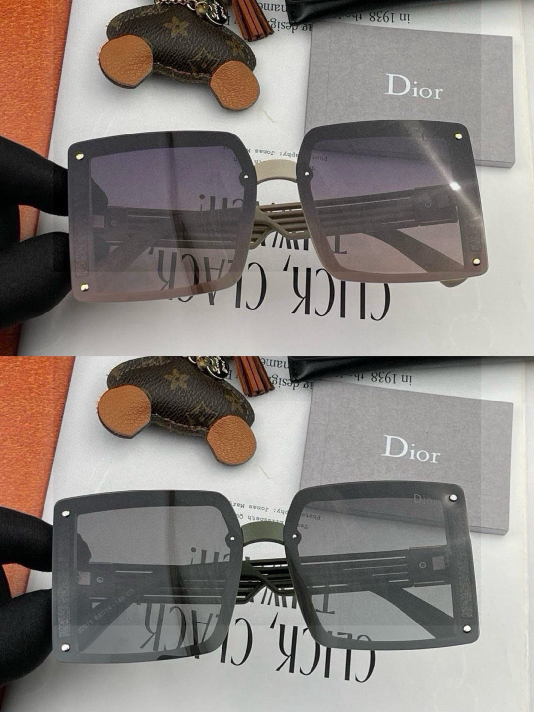 Dior D1297 Polarized Square Red Lens Sunglasses for Men & Women - 415471 - detail image 3