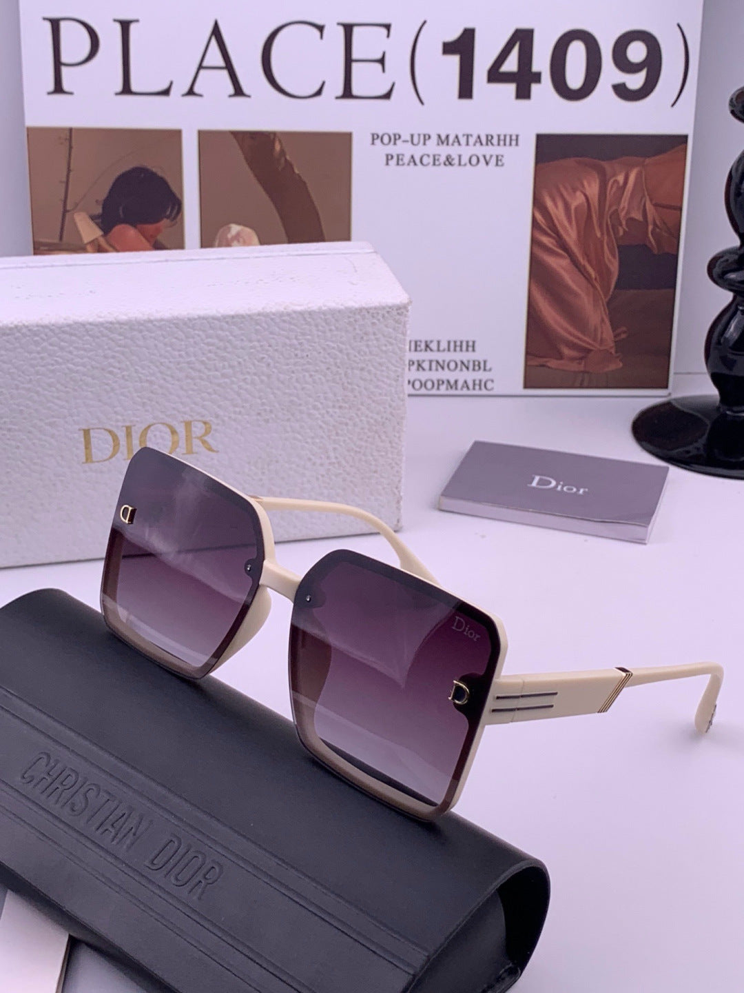 Dior CD8226 Polarized Square Red Lens Sunglasses for Women - 415517