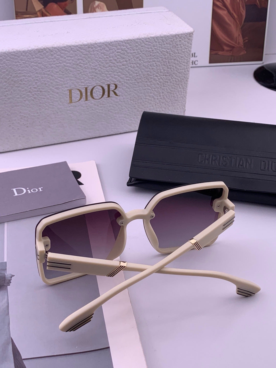Dior CD8226 Polarized Square Red Lens Sunglasses for Women - 415517 - detail image 5