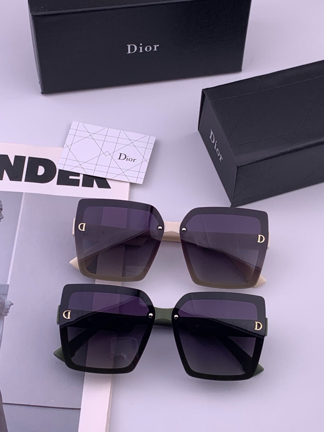 Dior CD2590 Polarized Square Black Lens Sunglasses for Women - 415522 - detail image 8