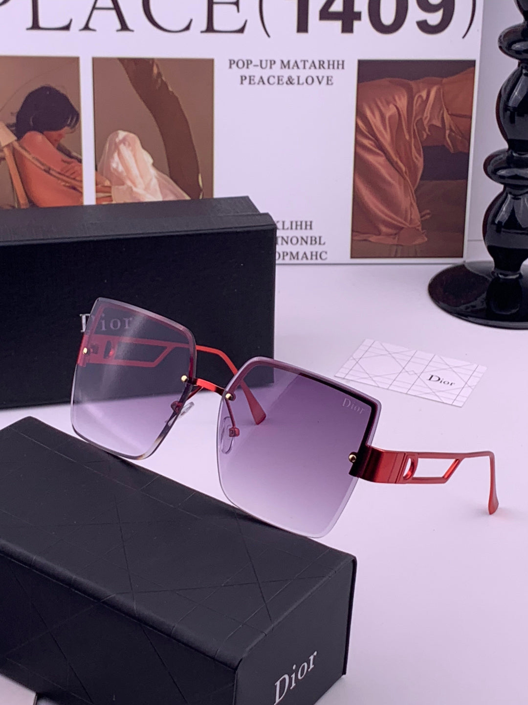 Dior D9681 Square Gold Lens Sunglasses for Men & Women - 415528 - detail image 2