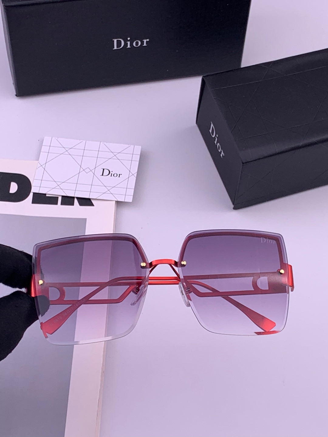 Dior D9681 Square Gold Lens Sunglasses for Men & Women - 415528