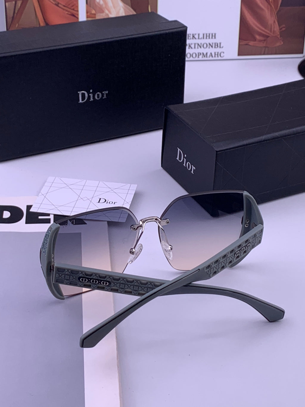 Dior CD5296 Square Gold Lens Sunglasses for Women - 415513 - detail image 7