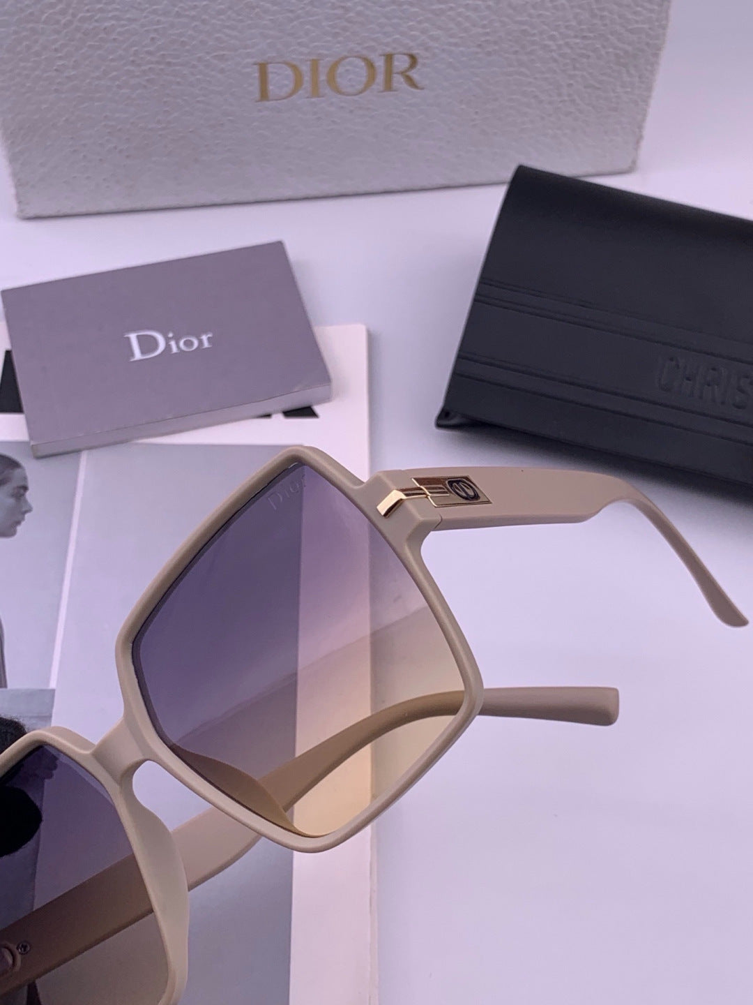 Dior CD4780 Polarized Square Purple Lens Sunglasses for Women - 415381 - detail image 2