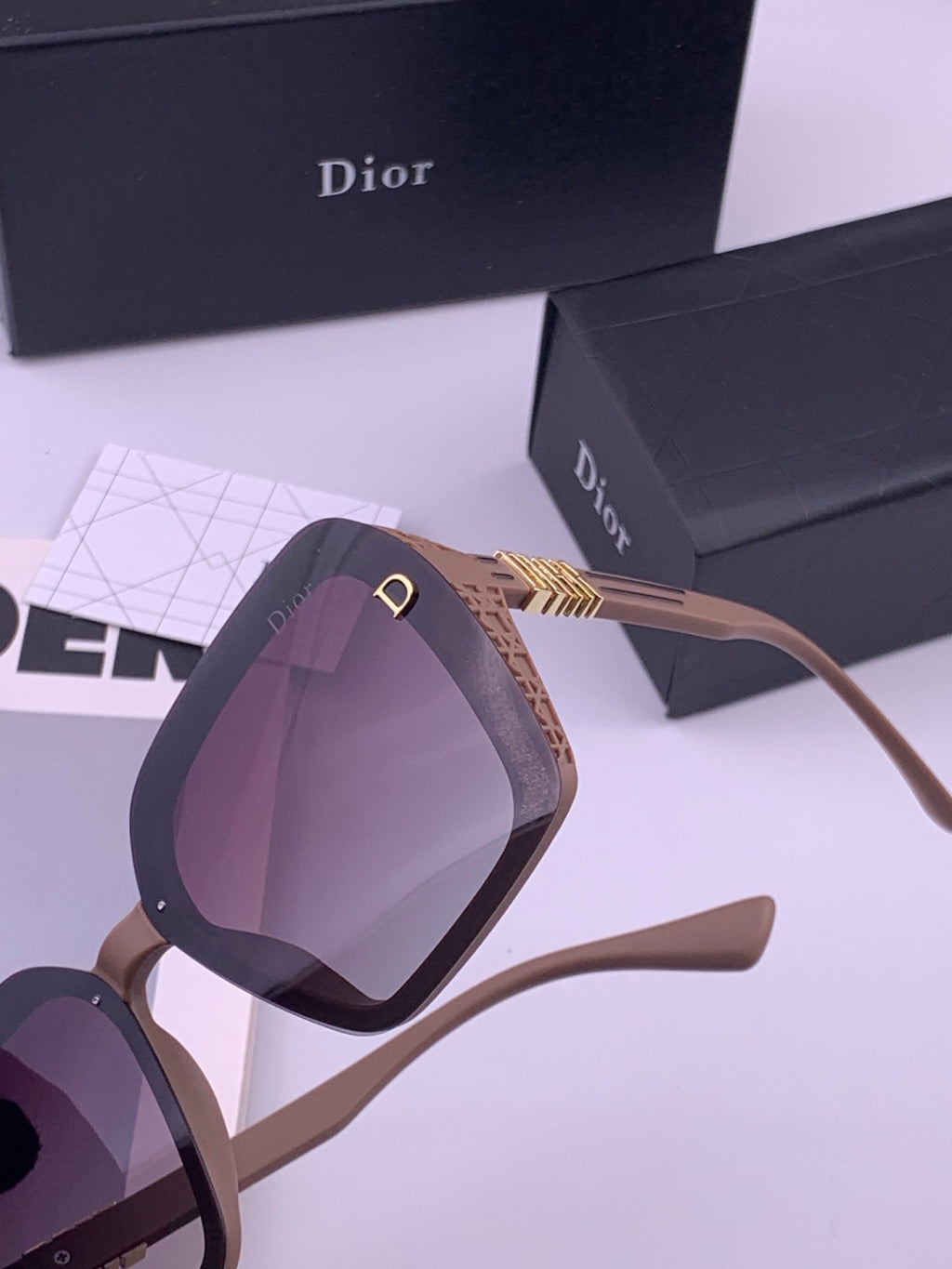 Dior CD3290 Polarized Square Gold Lens Sunglasses for Women - 415387 - detail image 2