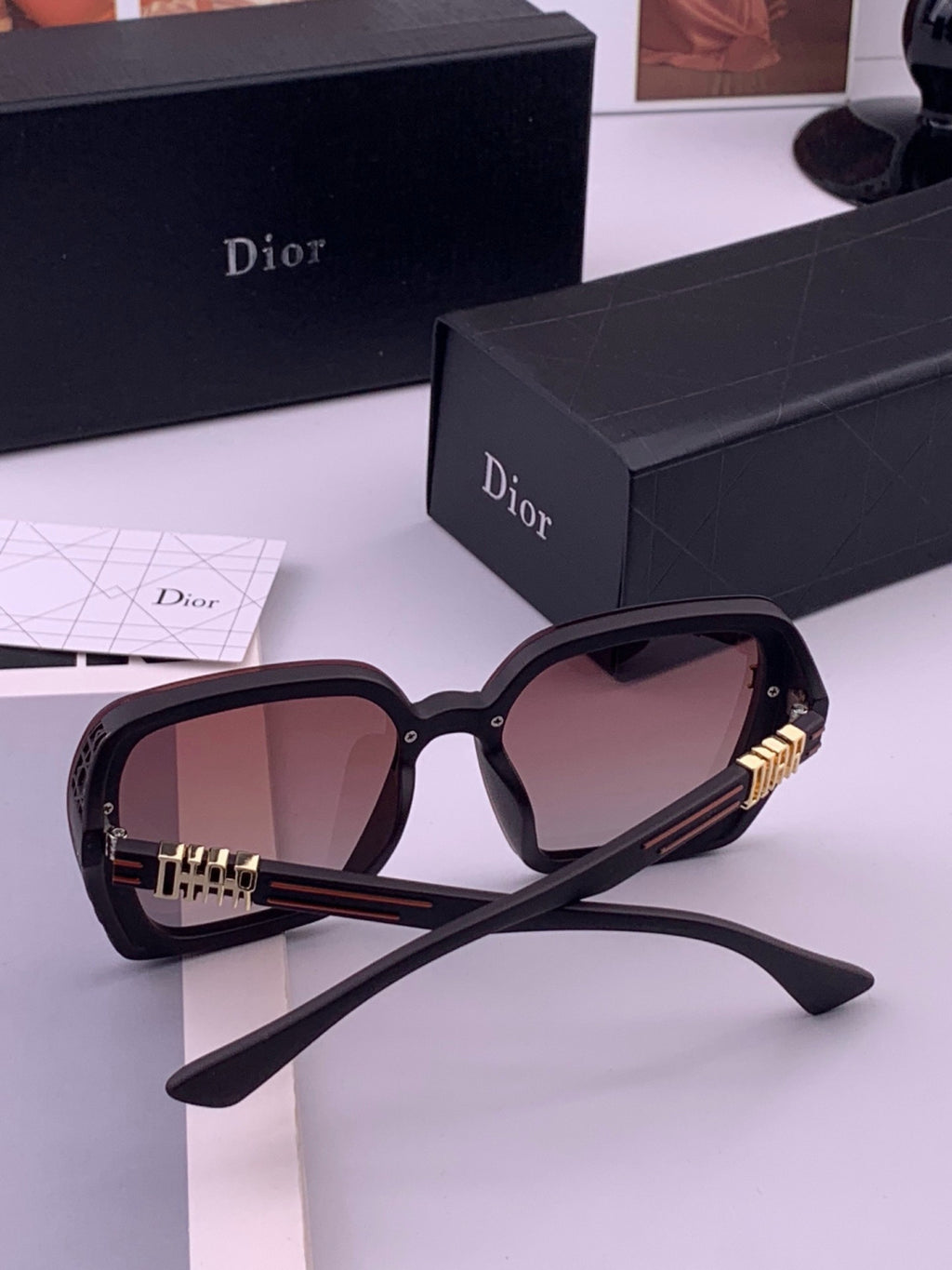 Dior CD3290 Polarized Square Gold Lens Sunglasses for Women - 415388 - detail image 6