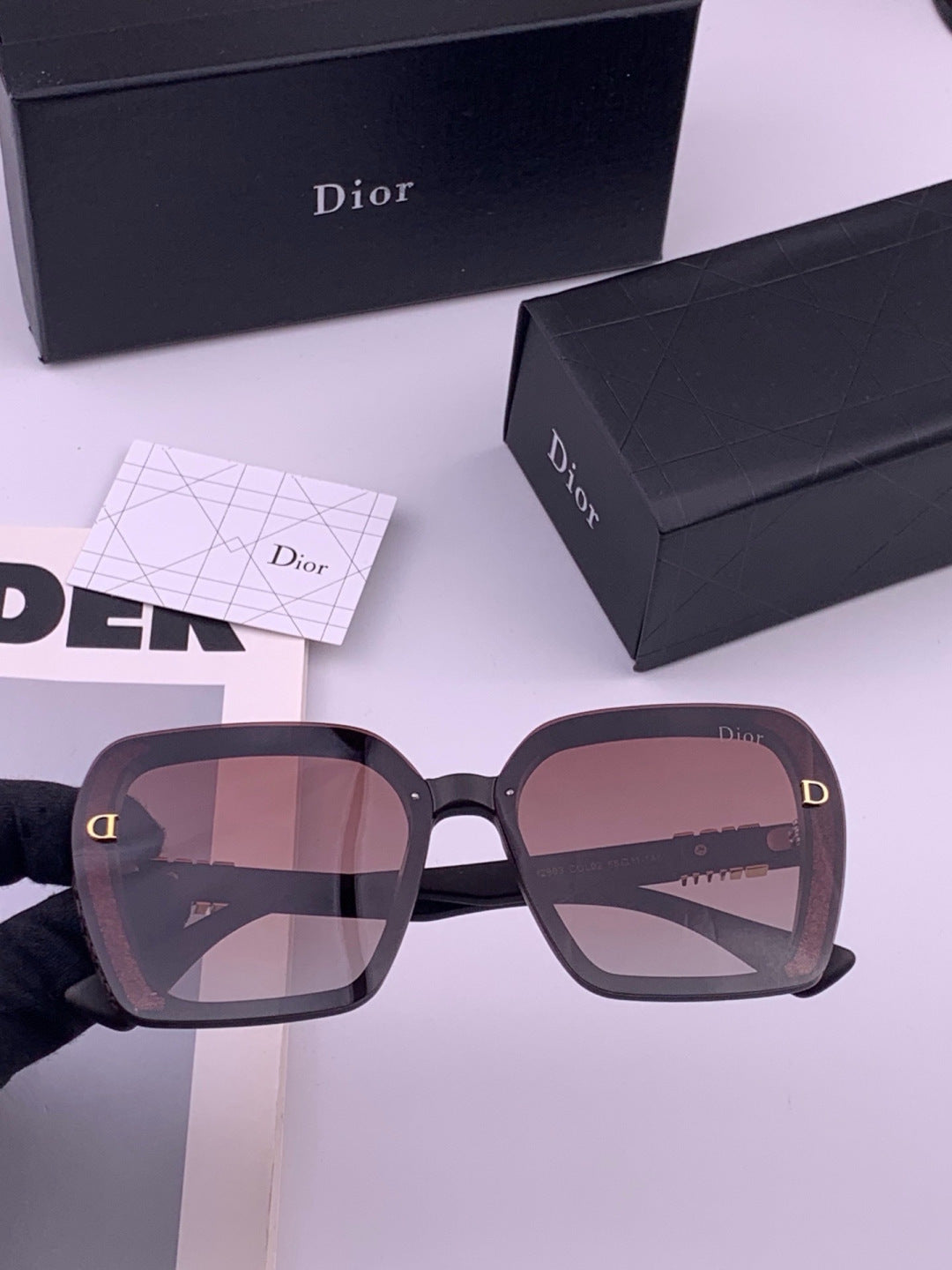 Dior CD3290 Polarized Square Gold Lens Sunglasses for Women - 415388 - detail image 7