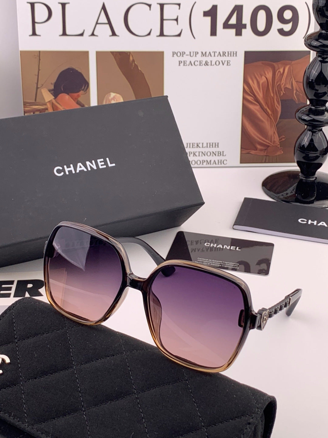 Chanel CH4787 Polarized Square Gold Lens Sunglasses for Women - 415161 - detail image 4