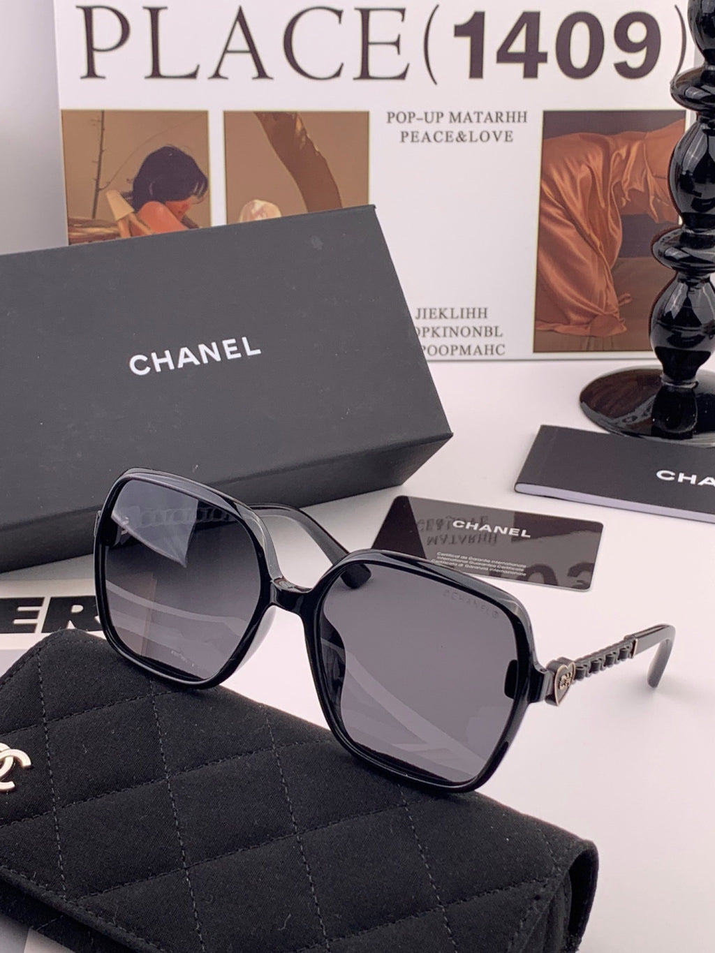 Chanel CH4787 Polarized Square Gold Lens Sunglasses for Women - 415161 - detail image 3