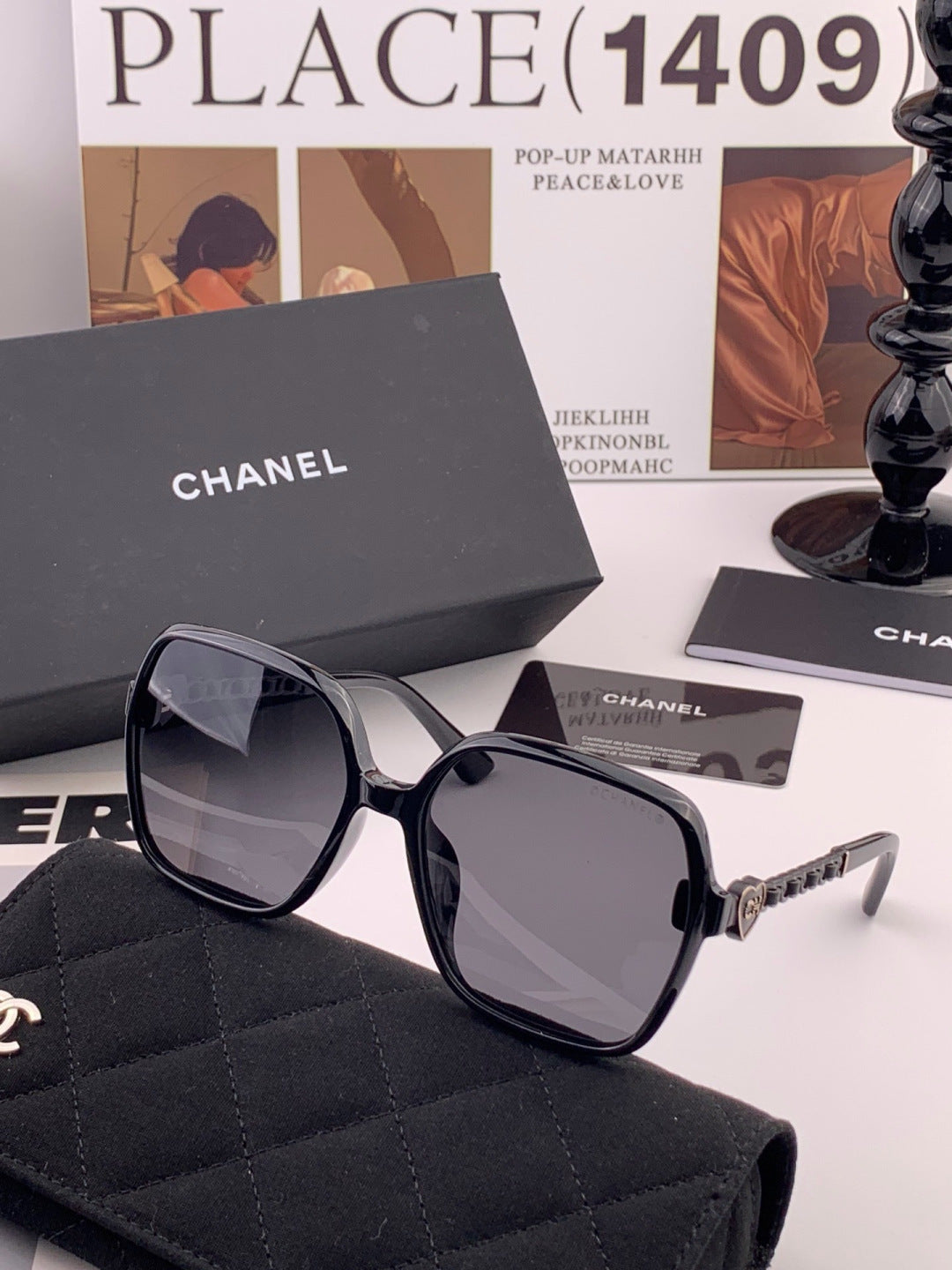 Chanel CH4787 Polarized Square Gold Lens Sunglasses for Women - 415161 - detail image 3