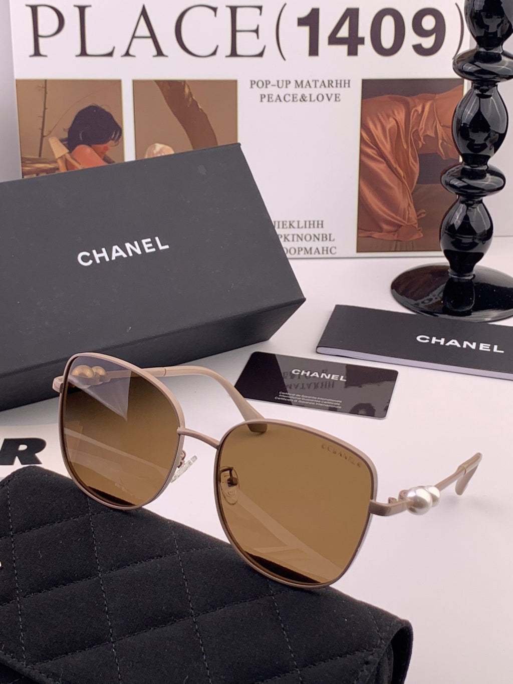 Chanel CH5759 Polarized Oversized Black Lens Sunglasses for Men & Women - detail image 6