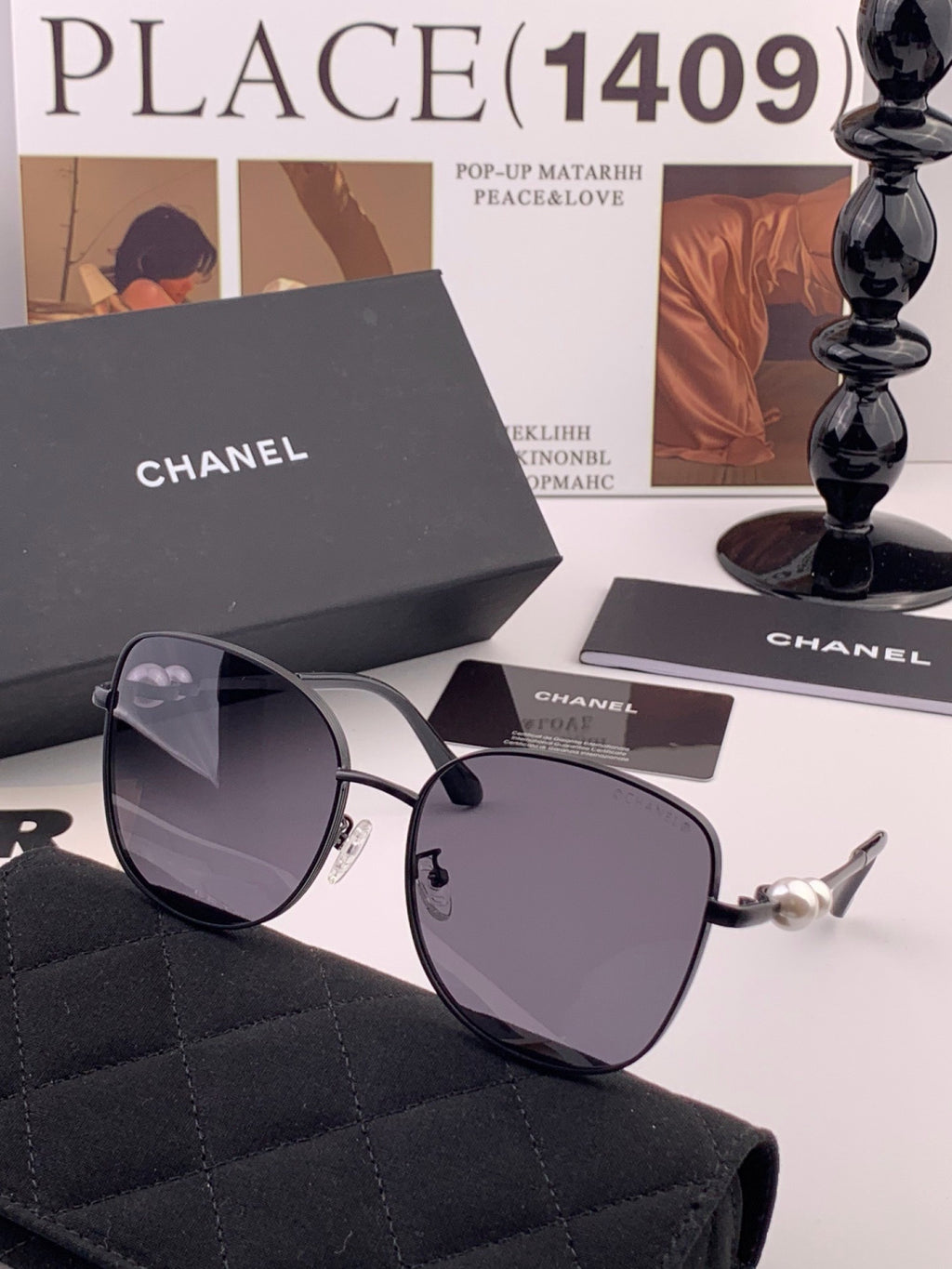 Chanel CH5759 Polarized Oversized Black Lens Sunglasses for Men & Women - detail image 5