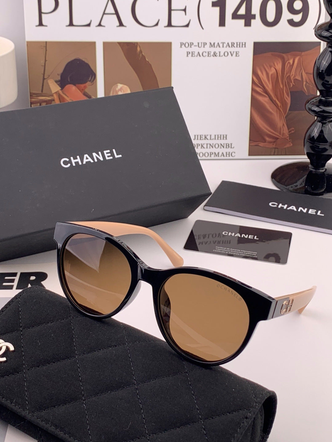 Chanel CH1787 Polarized Round Gold Lens Sunglasses for Women - 415165 - detail image 2