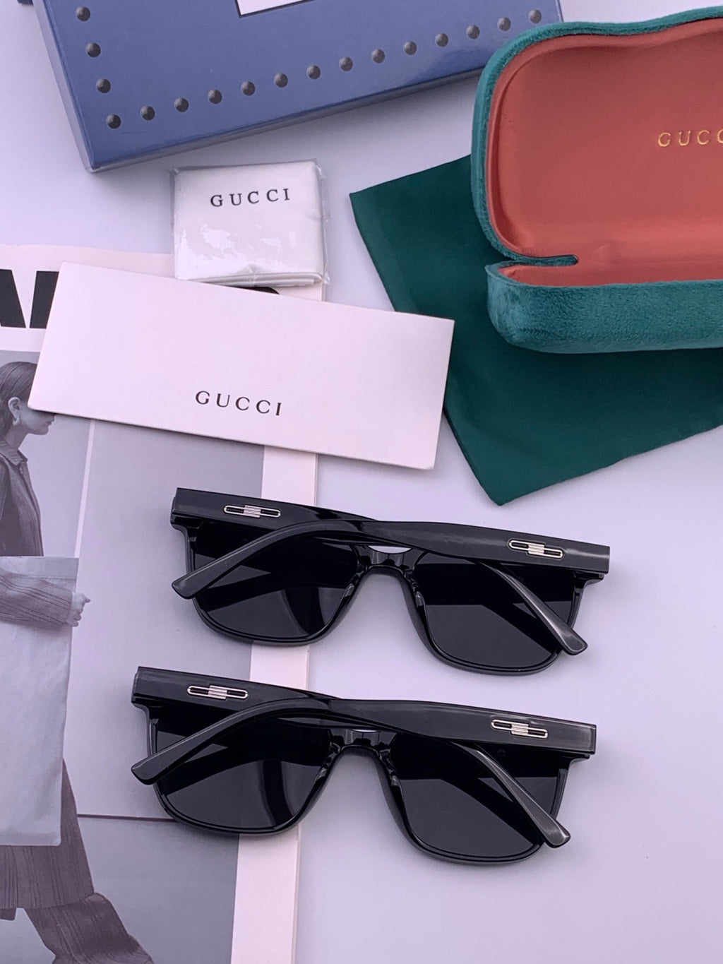 Gucci G0816 Polarized Square Black Lens Sunglasses for Women - detail image 6