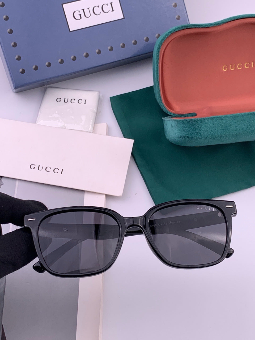 Gucci G0816 Polarized Square Black Lens Sunglasses for Women