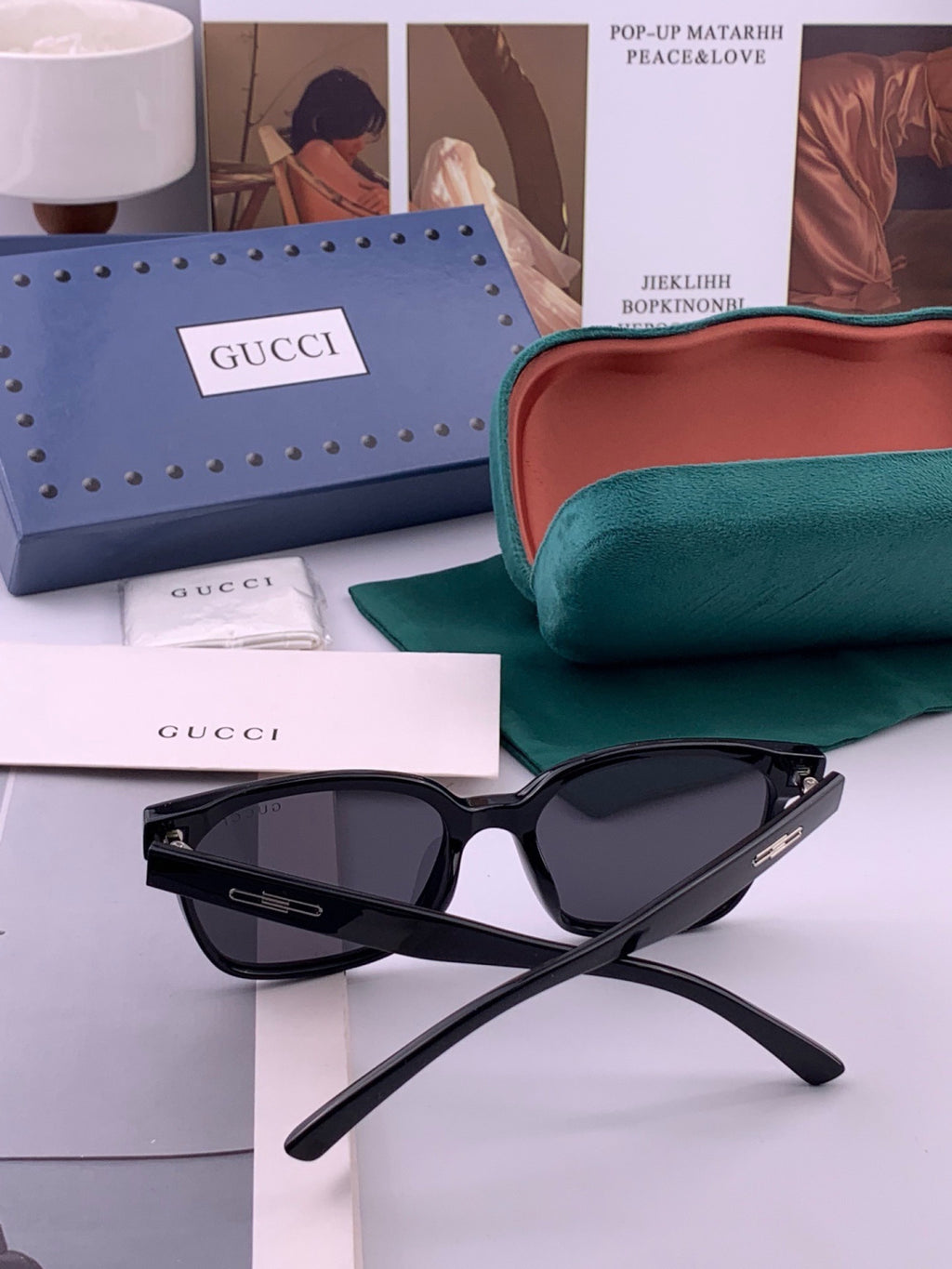 Gucci G0816 Polarized Square Black Lens Sunglasses for Women - detail image 3